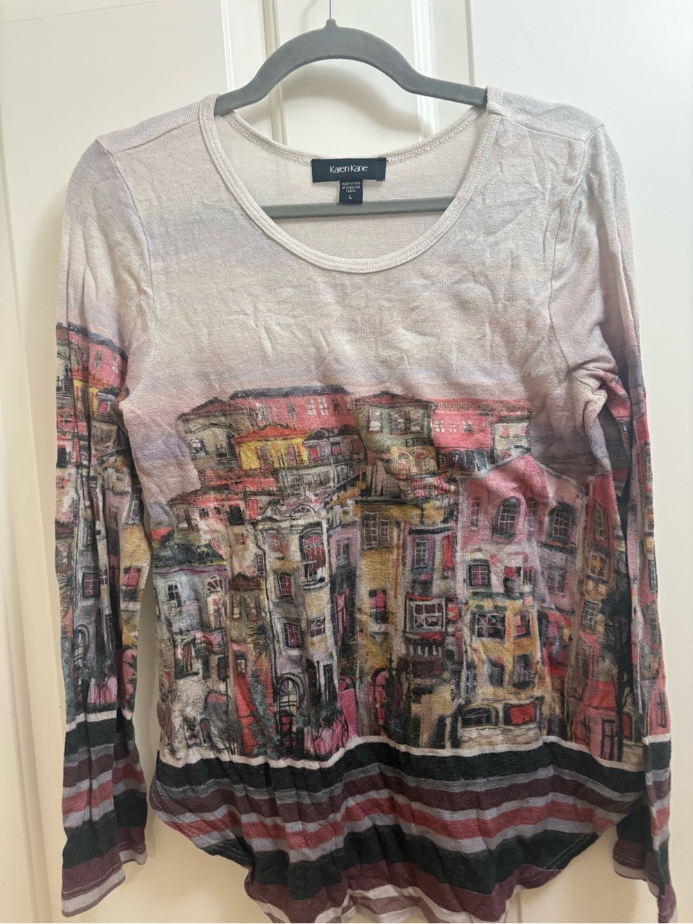 Karen Kane Cream Knit Top with Black Label